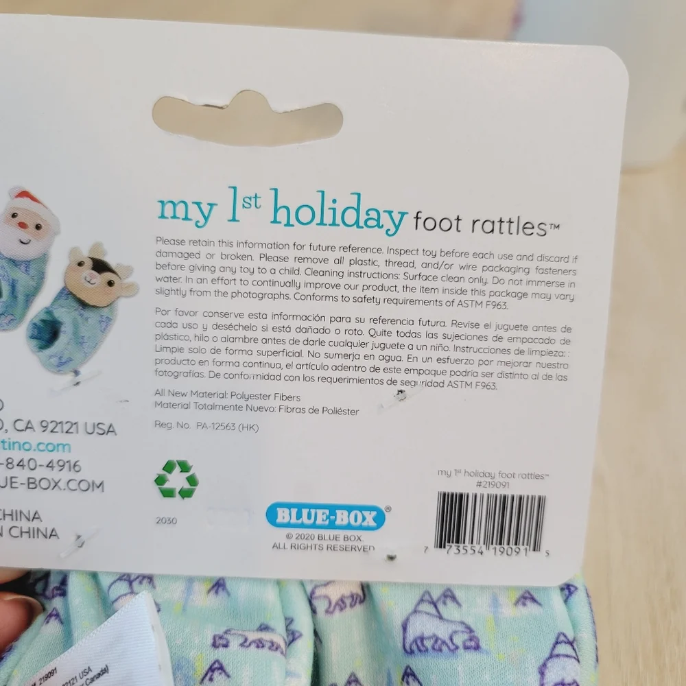 💕 NWT Infantino Santa & Reindeer Infant My 1st Holiday Foot Rattle Size 0+ - Picture 9 of 9